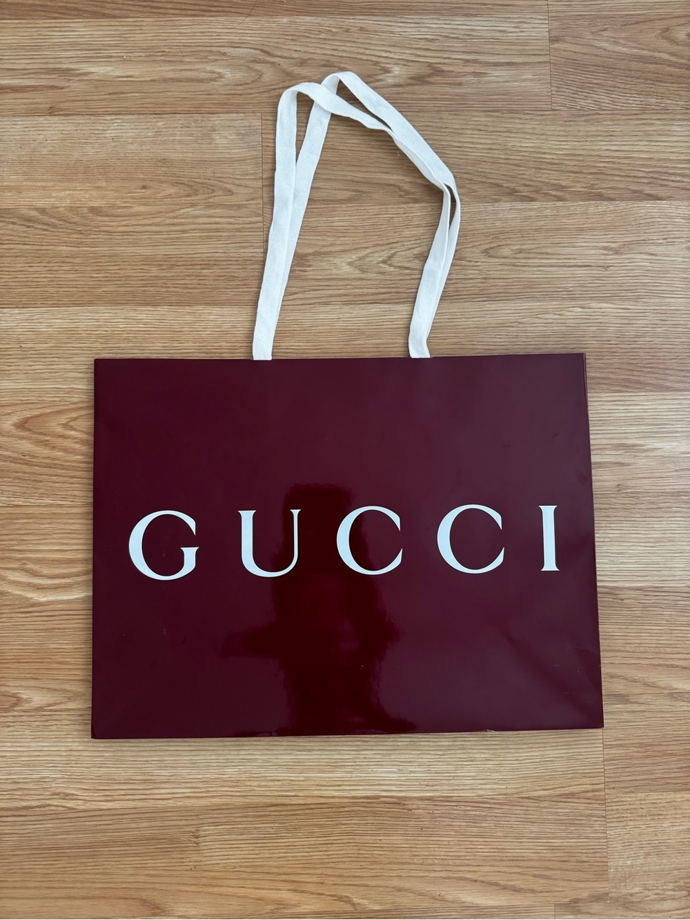 Gucci Burgundy Tote with White Logo and Handles